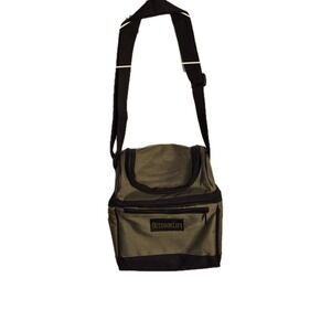 Outdoor Life Green & Black Canvas Cooler with Zippered Storage & Shoulder Strap